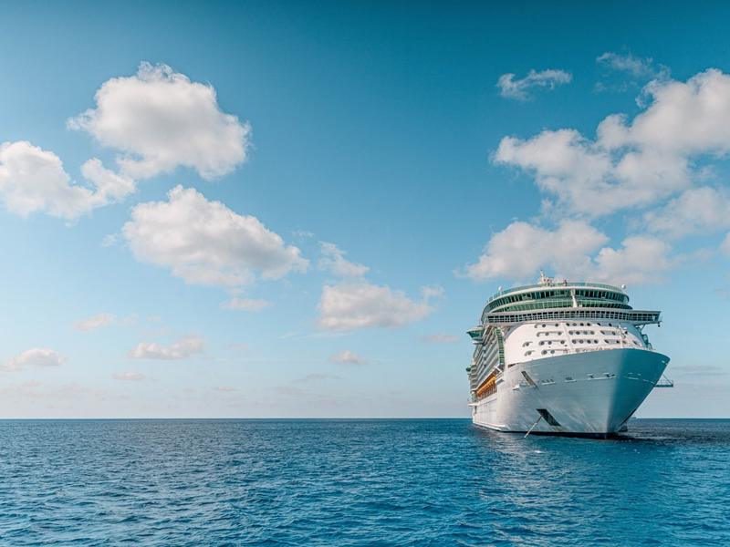 A cruise ship at sea