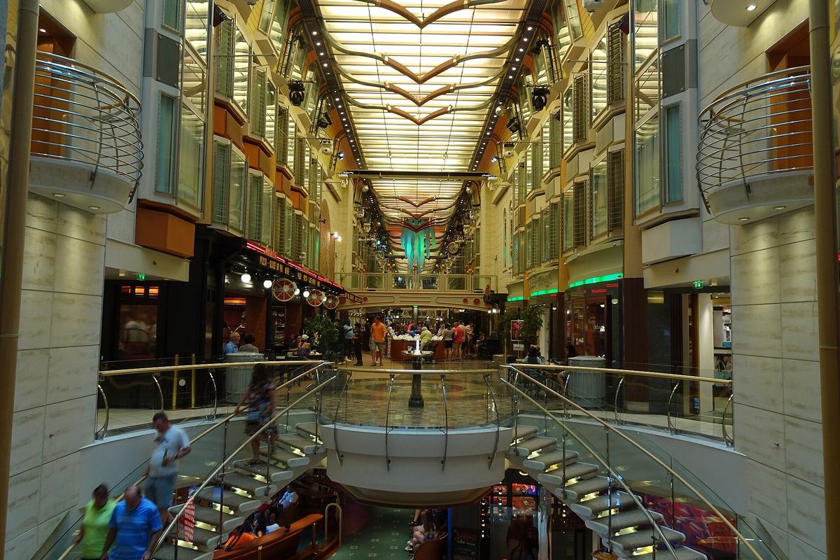 The atrium and promenade aboard Liberty of the Seas