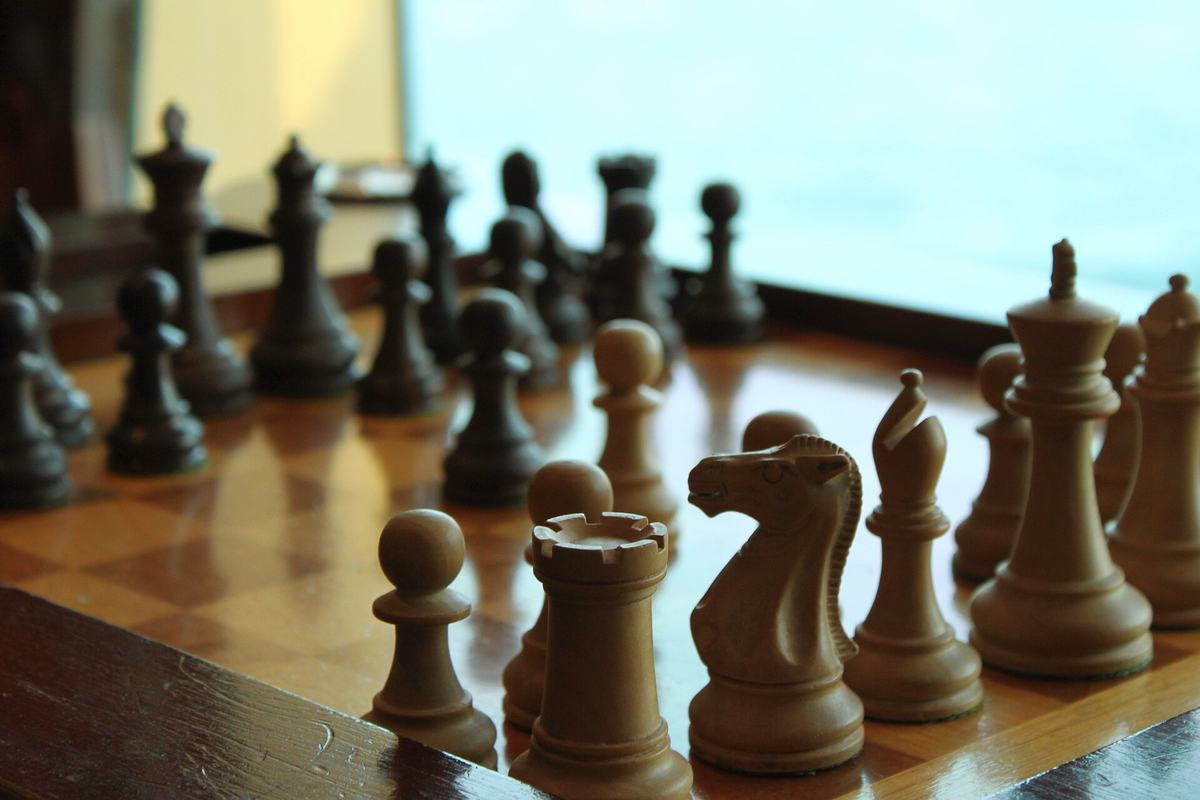 A chess set in the Colony Club aboard Radiance of the Seas