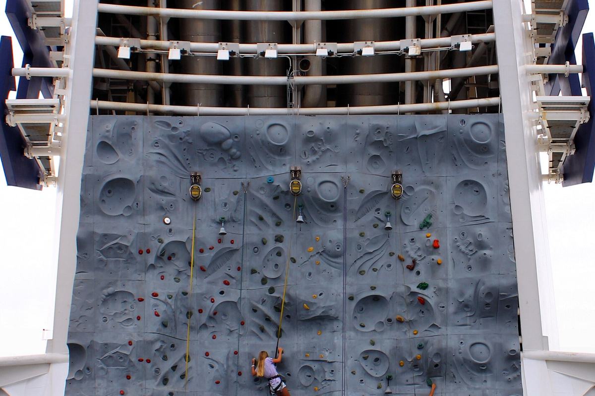 The rock climbing wall on Voyager of the Seas